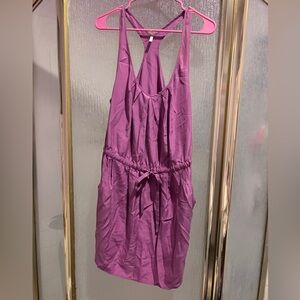 7 For All Mankind Purple 100% Silk Racerback Dress with Pockets Size L